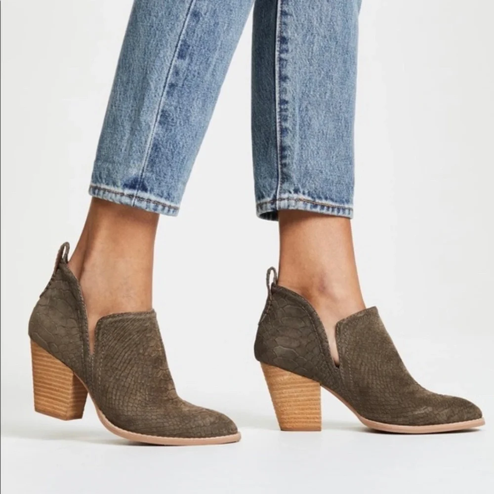 Jeffrey Campbell 'Rosalee' suede snake embossed ankle boots/booties - Picture 2 of 12